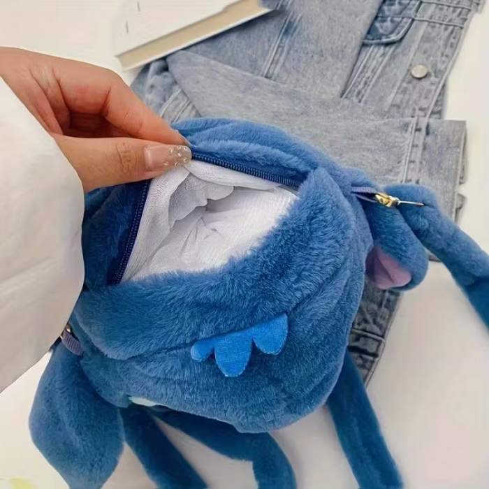 М'яка іграшка плюшева Стіч (Stitch) блакитний - сумка з плечевими ременями (3792)