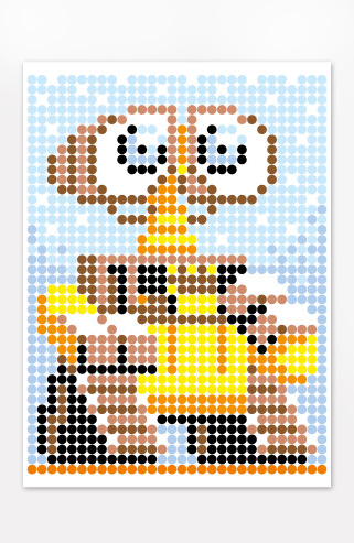 Аплікація - картина по номерам з наліпками (арт терапія) Робот жовтий, 33х48см, 1200 стікерів  ( відео в описі )