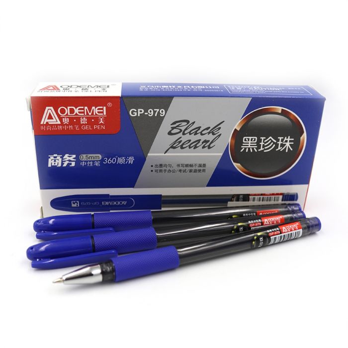 Ручка гелева для письма синя накінечник 0,5 мм (Aodemei  Black pearl GP-979L)