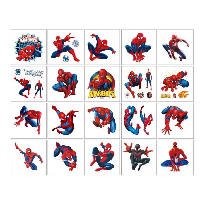20 шт набір наліпка тимчасове татуювання людина павук (спайдермен, Spider-Man), водонепроникна та довготривала) 20-SM кольорова (tatoo)