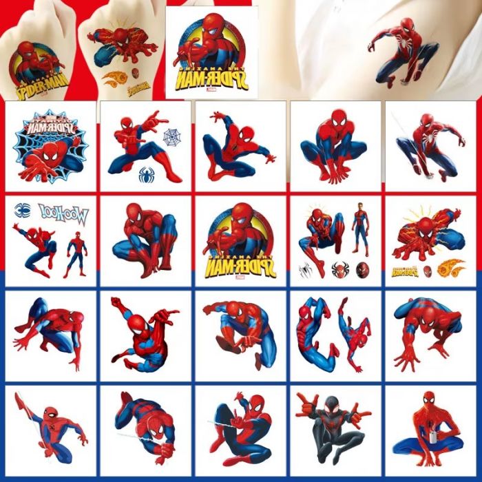 20 шт набір наліпка тимчасове татуювання людина павук (спайдермен, Spider-Man), водонепроникна та довготривала) 20-SM кольорова (tatoo)