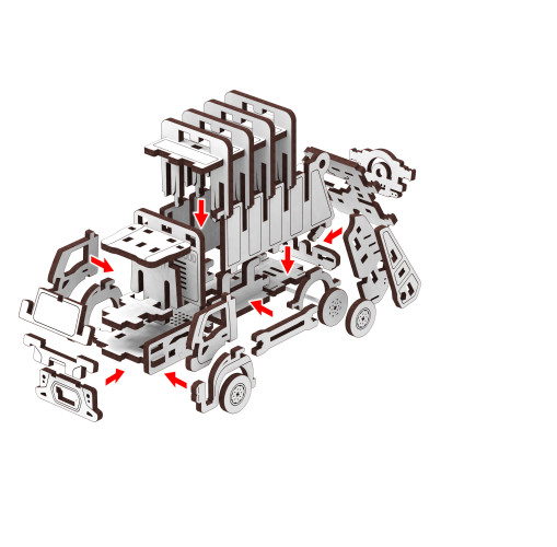 Конструктор механічний дерев'яний 3D сміттєвоз 10802 MR.PLAYWOOD  ( відео в описі)