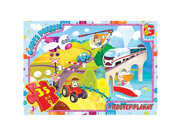 Пазл із серії "Вчимося з задоволенням: Види траспорту", 35 ел. GF06