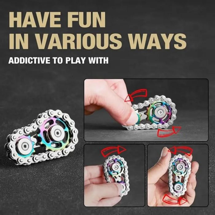 Антистрес іграшка спінер велосипедний ланцюг (3981) колір золото, метал