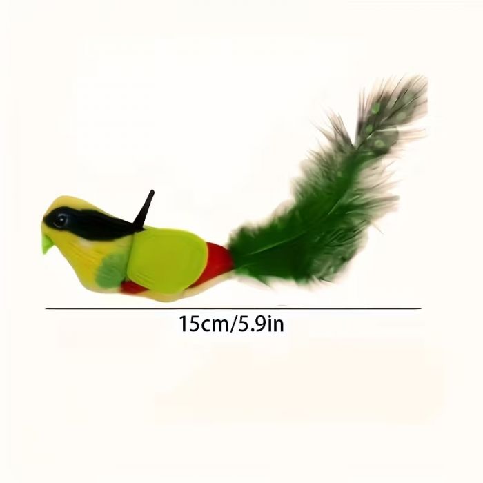 Іграшка для кота (кішки, кошеня) пташка плюшева (3995) зелена, відео в описі 